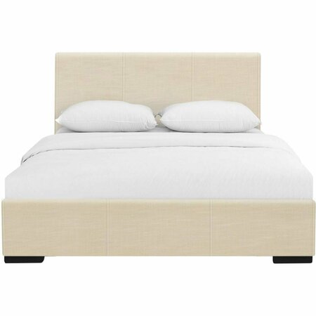 HOMEROOTS 34.8 x 41.7 x 80.5 in. Beige Upholstered Twin Size Platform Bed 397041